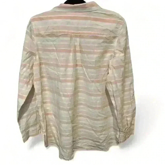 Tommy Hilfiger Women's Pink Striped Boyfriend Fit Shirt Size Large - Picture 3 of 7